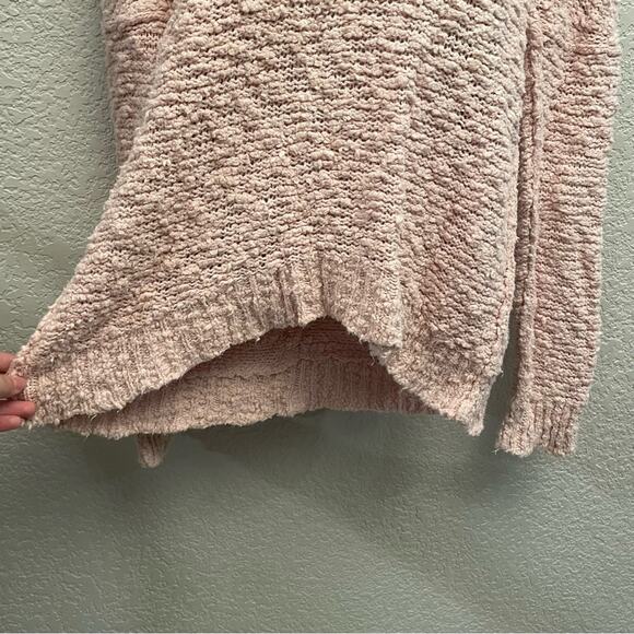 free people | finders keepers textured v-neck pink cotton sweater - Picture 5 of 9